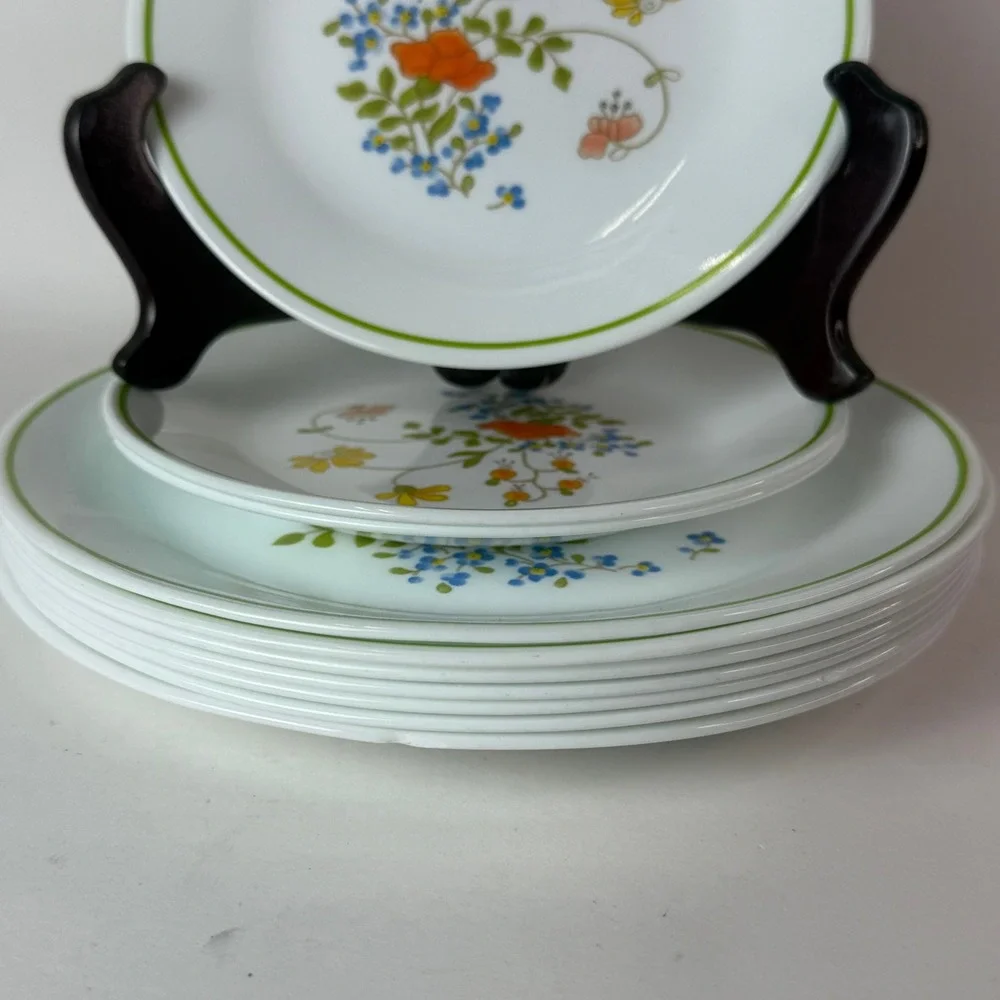 Corelle Corning Wildflower Lot 10 Salad Lunch Dessert Plates Vintage Floral